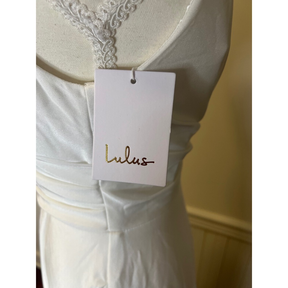 Lulus Choose Your‎ Love White Maxi Dress Wedding Gown V-Neck Slit White S NWT - Picture 10 of 13
